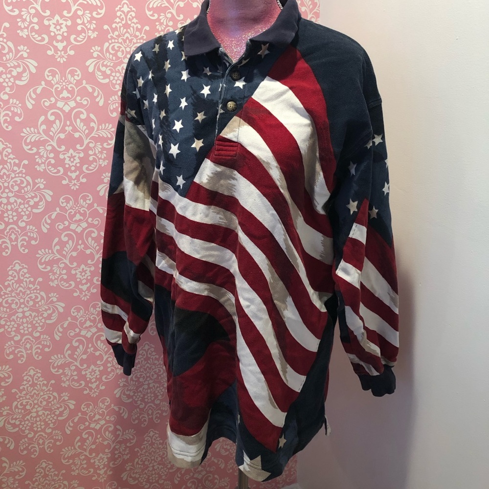 American Flag collared shirt